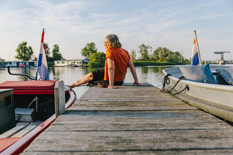Etappe 16 aan het water bij recreatie aan de vecht